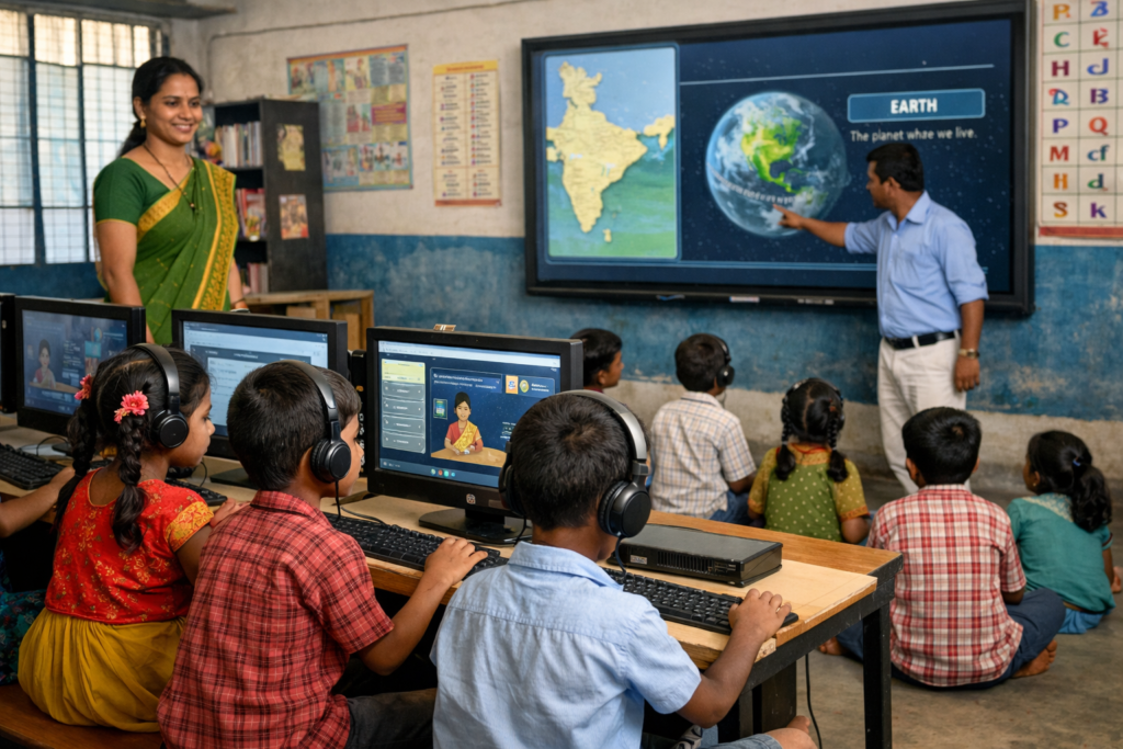 Digital pathshalas improving access to education for tribal students in Andhra Pradesh, India.